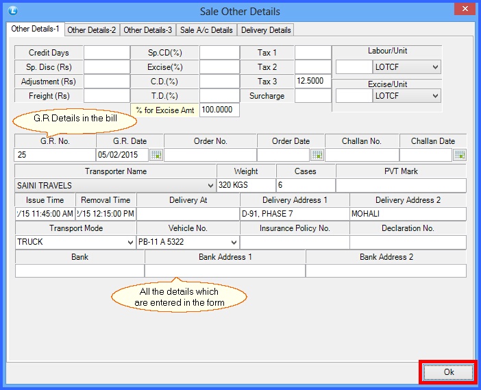 other details sale bill